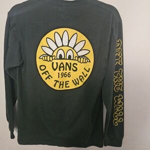 Vans Long Sleeve Tshirt Logo Small Green Yellow Off The Wall Mens Skater Classic